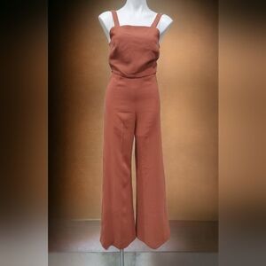 ZARA Rust Wide Leg Jumpsuit Women's Size XS Bloggers Favorite Chic Designer